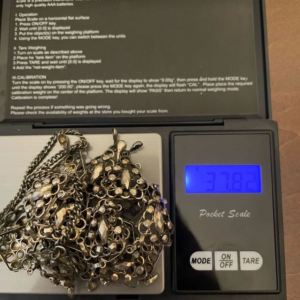 Antique Victorian faceted 900 silver filigree cleopatra bib festoon necklace - Picture 8 of 8